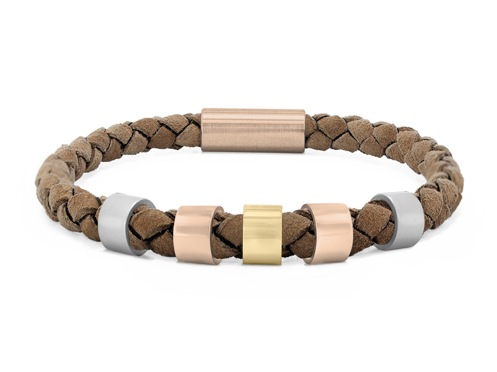 Herrenarmband VELOURS II geflochten • Beige | RoséGold