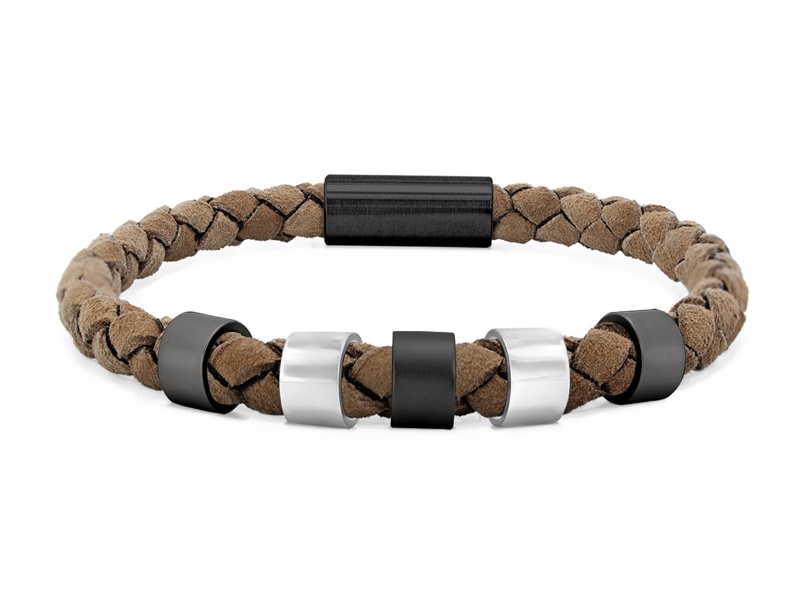 Herrenarmband VELOURS II geflochten • Beige | Schwarz