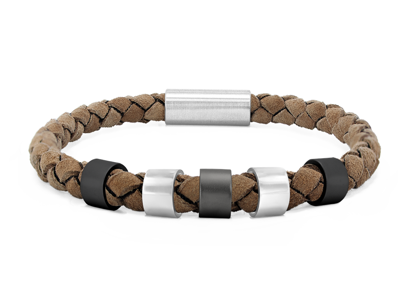 Herrenarmband VELOURS II geflochten • Beige | Silber