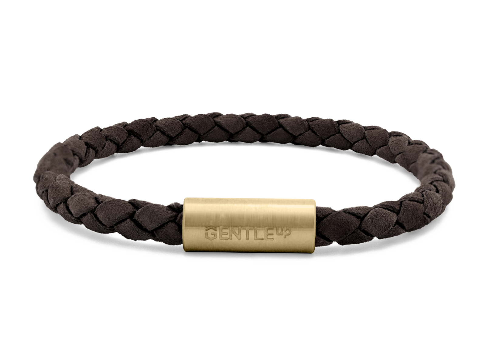 Herrenarmband VELOURS II geflochten • Dunkelbraun | GelbGold