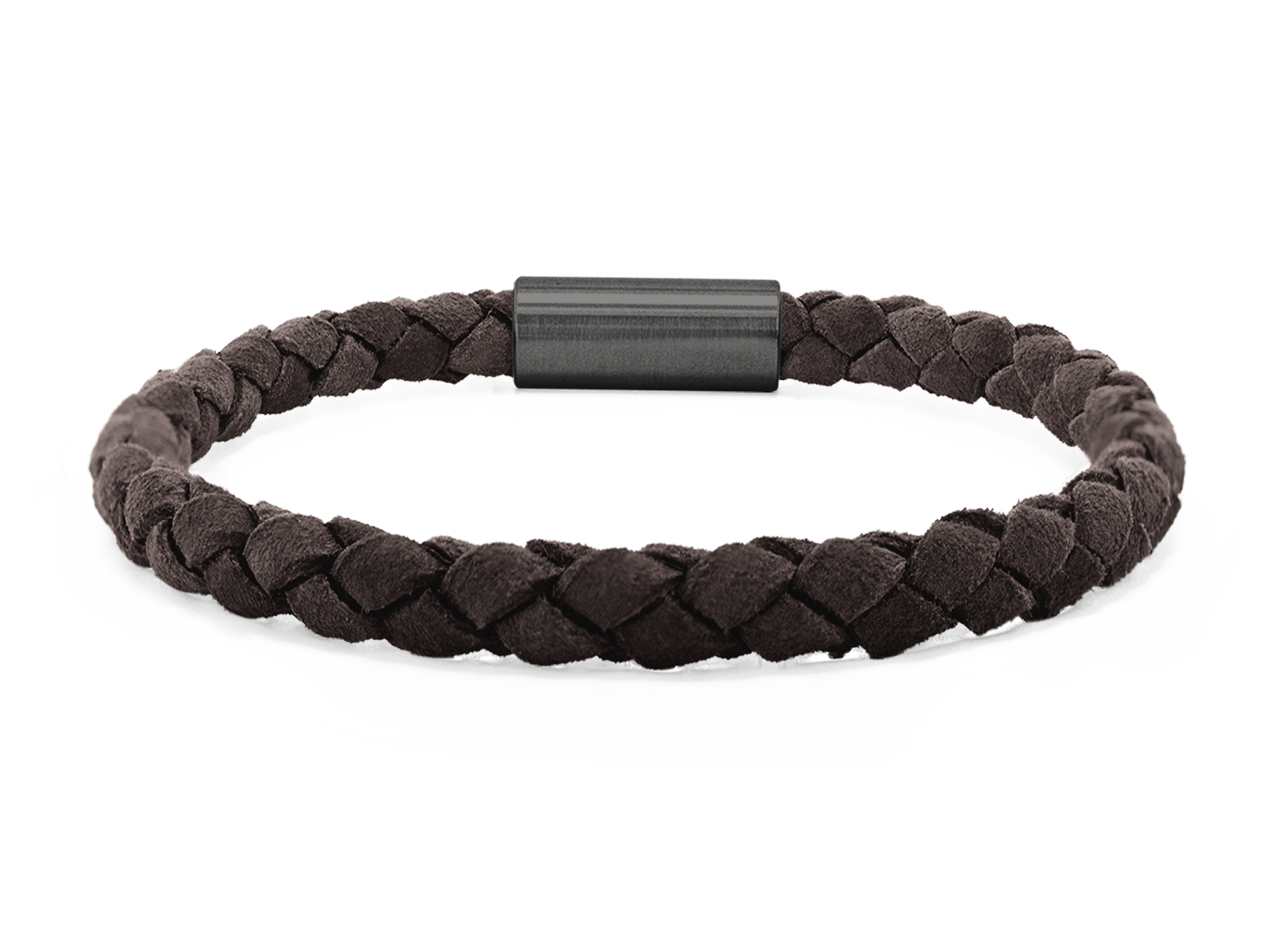 Herrenarmband VELOURS II geflochten • Dunkelbraun | GunMetal