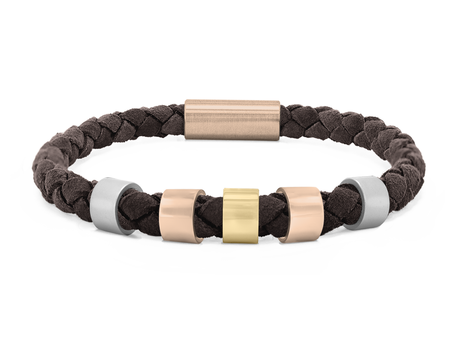 Herrenarmband VELOURS II geflochten • Dunkelbraun | RoséGold