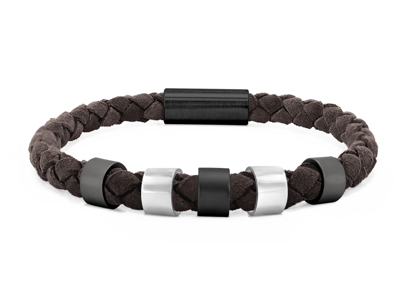 Herrenarmband VELOURS II geflochten • Dunkelbraun | Schwarz