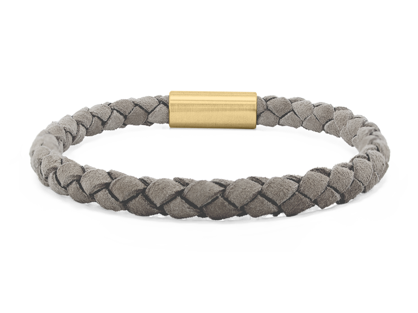 Herrenarmband VELOURS II geflochten • Grau | GelbGold