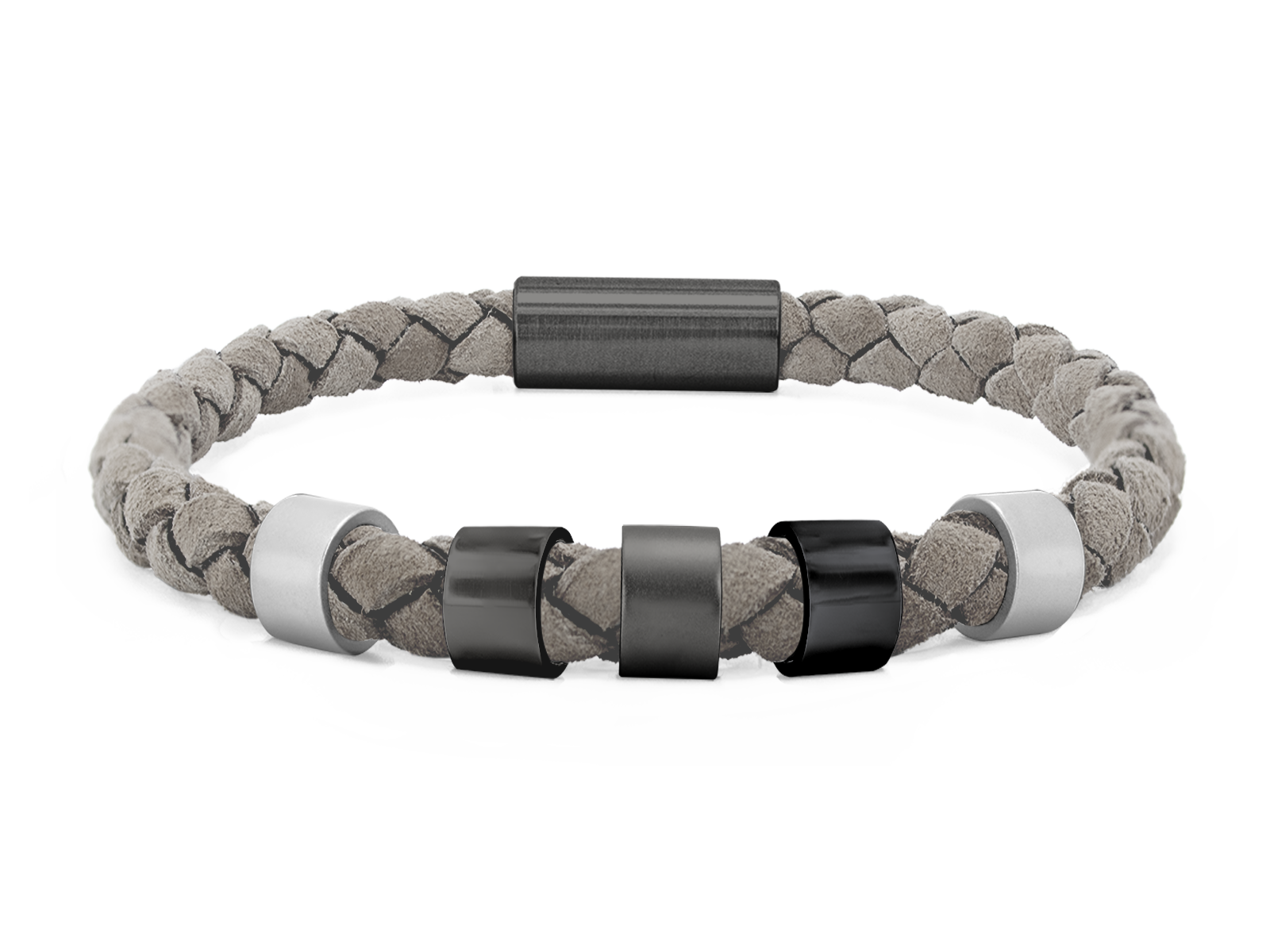 Herrenarmband VELOURS geflochten • Grau