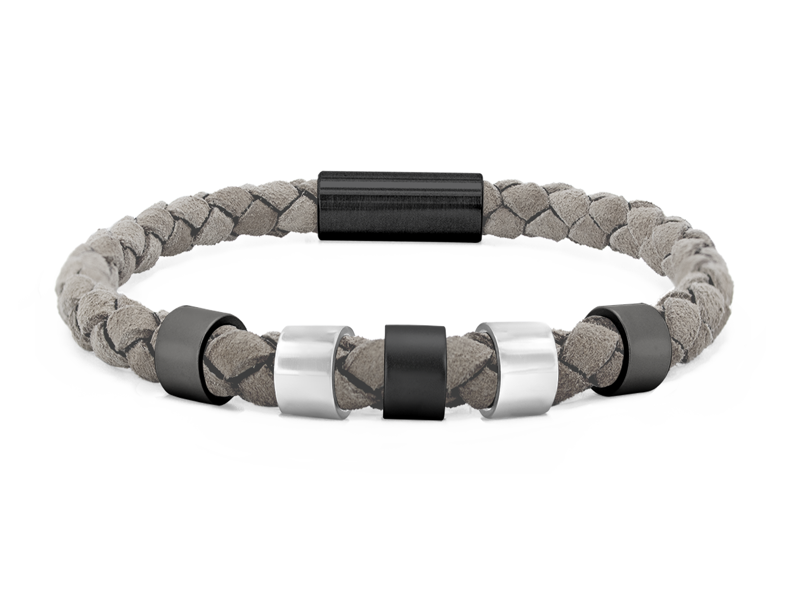 Herrenarmband VELOURS II geflochten • Grau | Schwarz