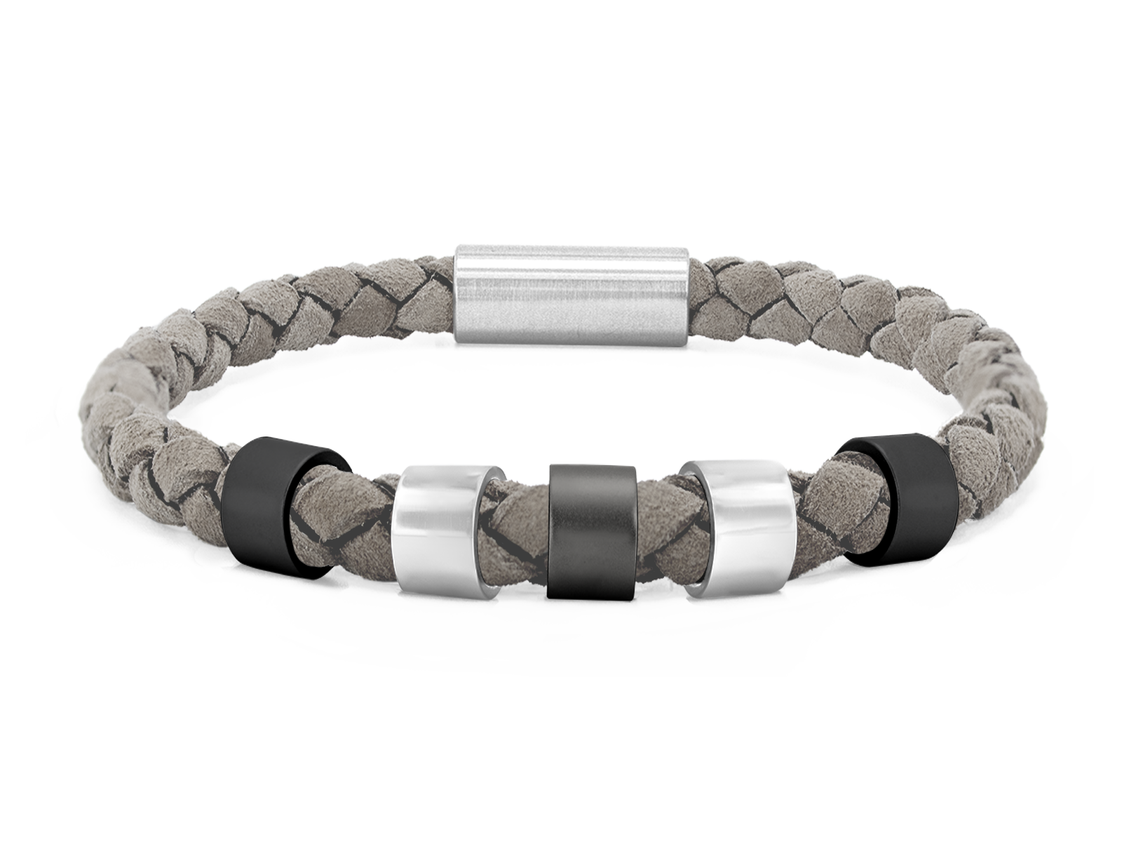 Herrenarmband VELOURS geflochten • Grau