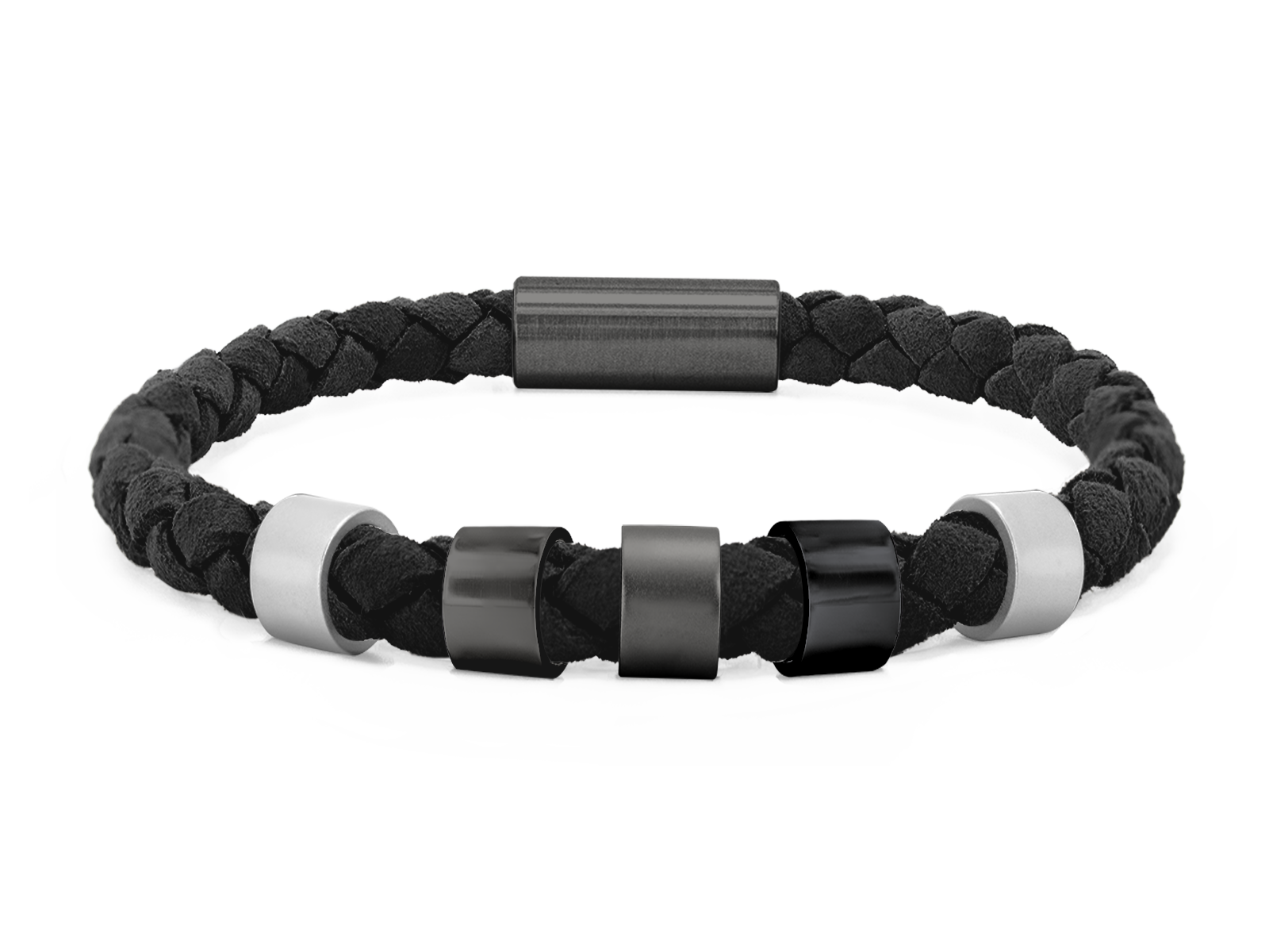 Herrenarmband VELOURS II geflochten • Schwarz | GunMetal