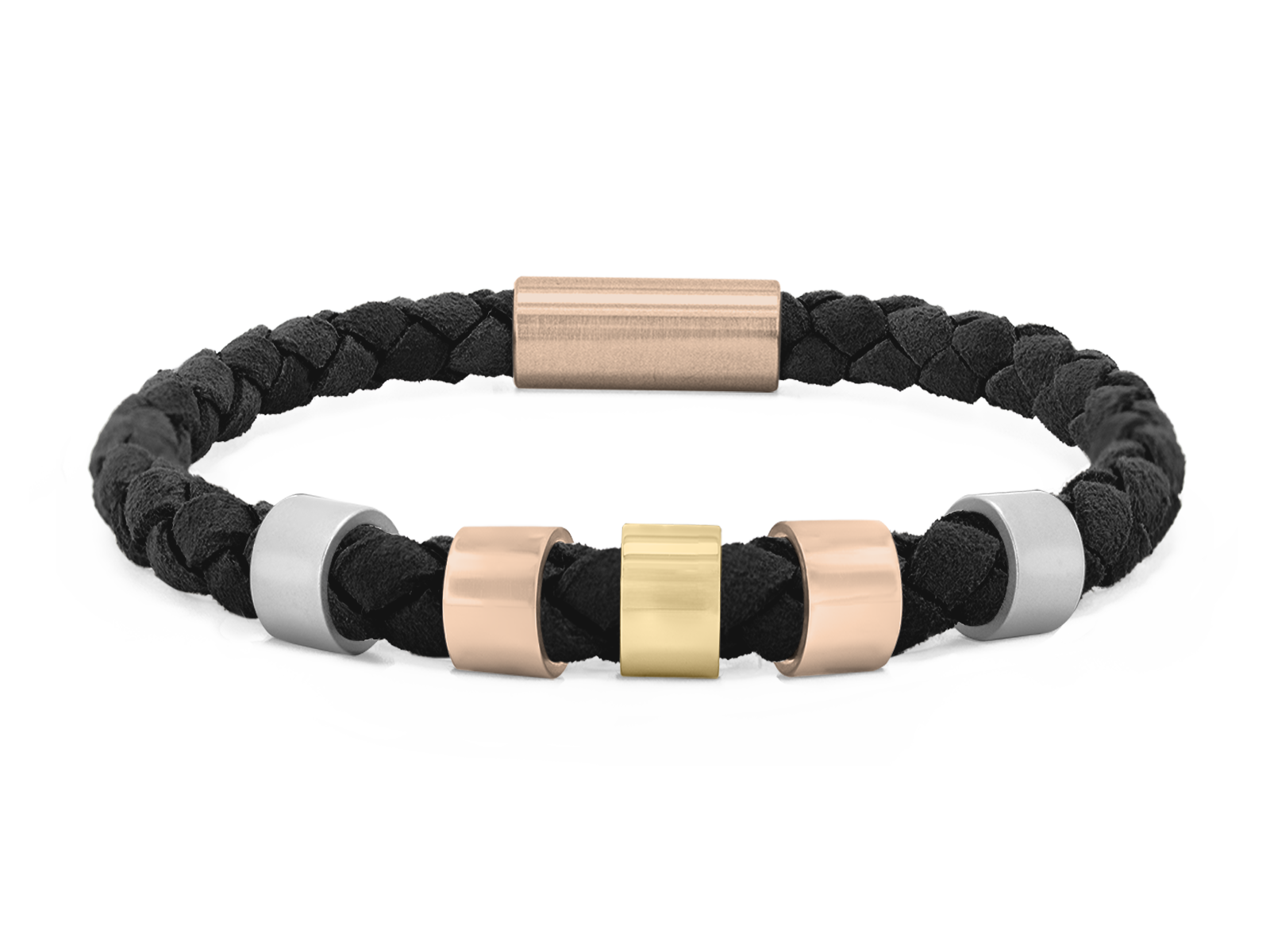 Herrenarmband VELOURS II geflochten • Schwarz | RoséGold