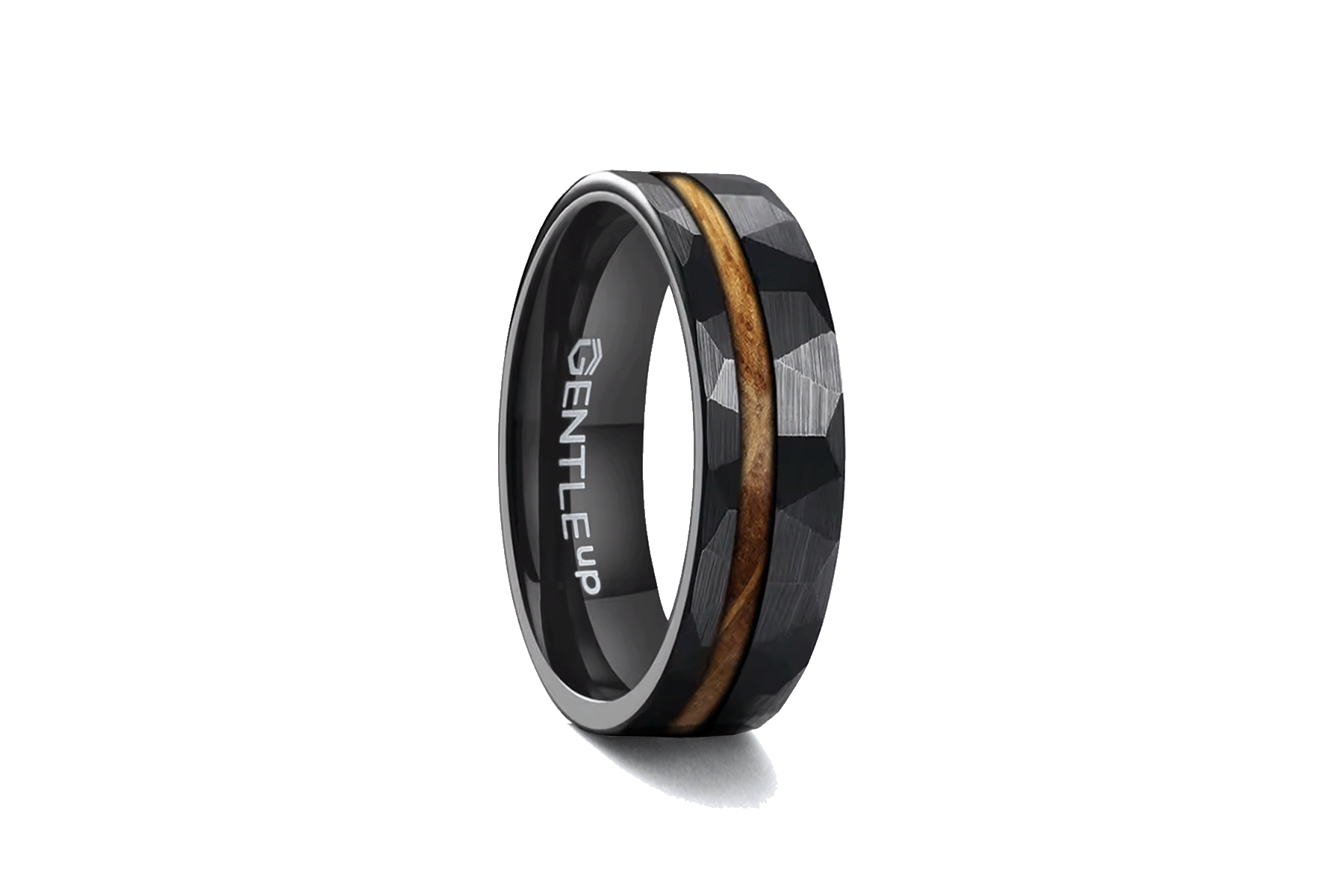 Ring Damen Holz whiskeyfass schwarz partnerring Gravur gehämmert