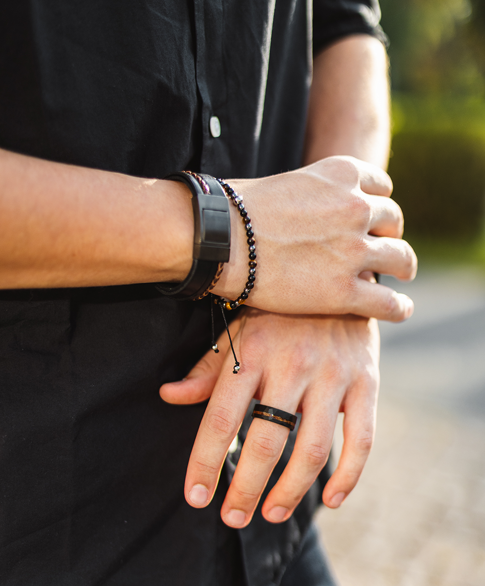 Lederarmband CROSS-BRAID | Schwarz