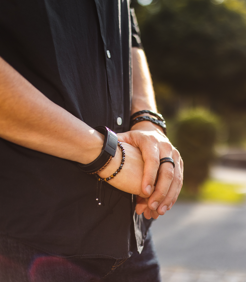 Lederarmband CROSS-BRAID | Schwarz