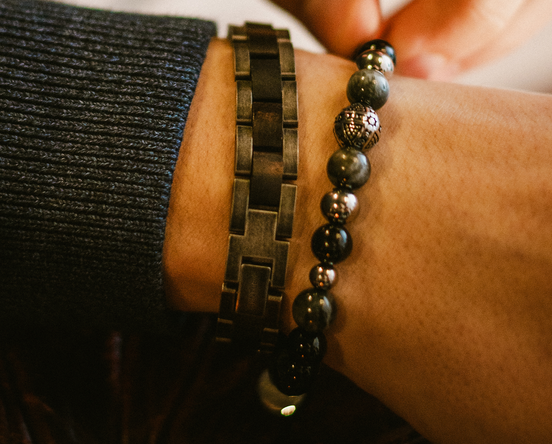 Herrenarmband TERRA Silber • Onyx | Adlerauge