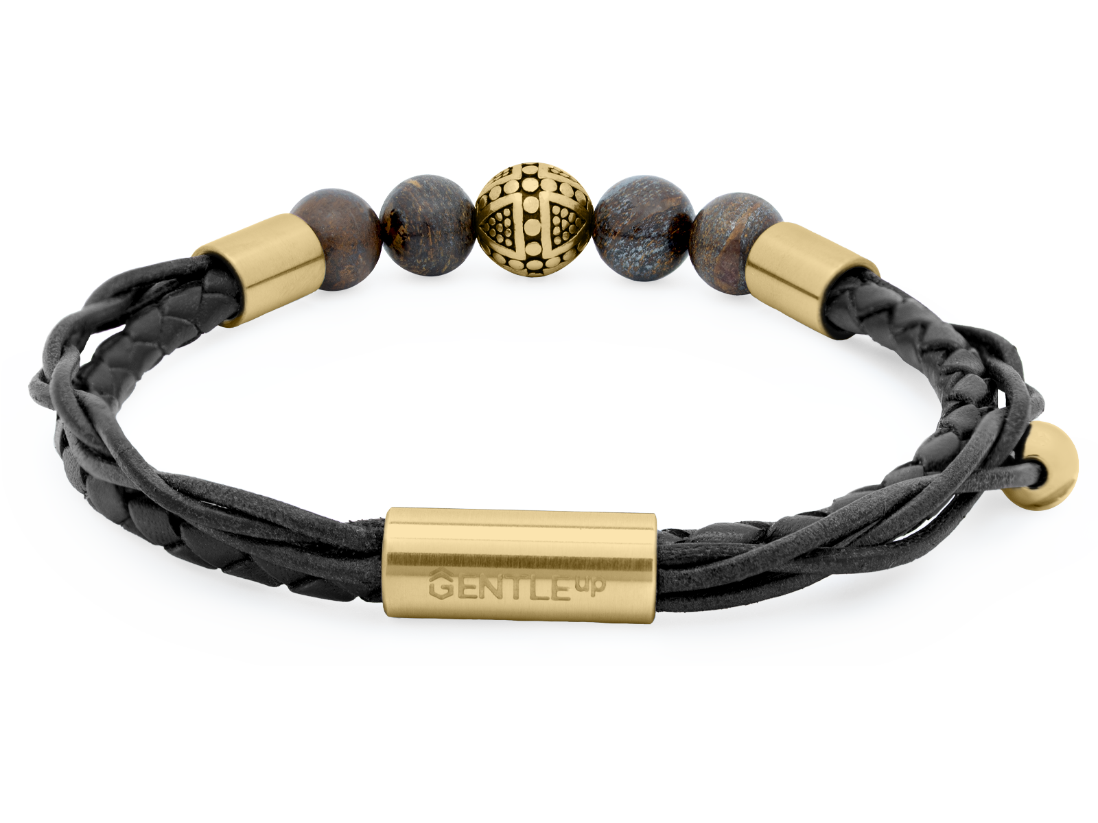 Herrenarmband TERRA II • Leder Schwarz | Bronzit