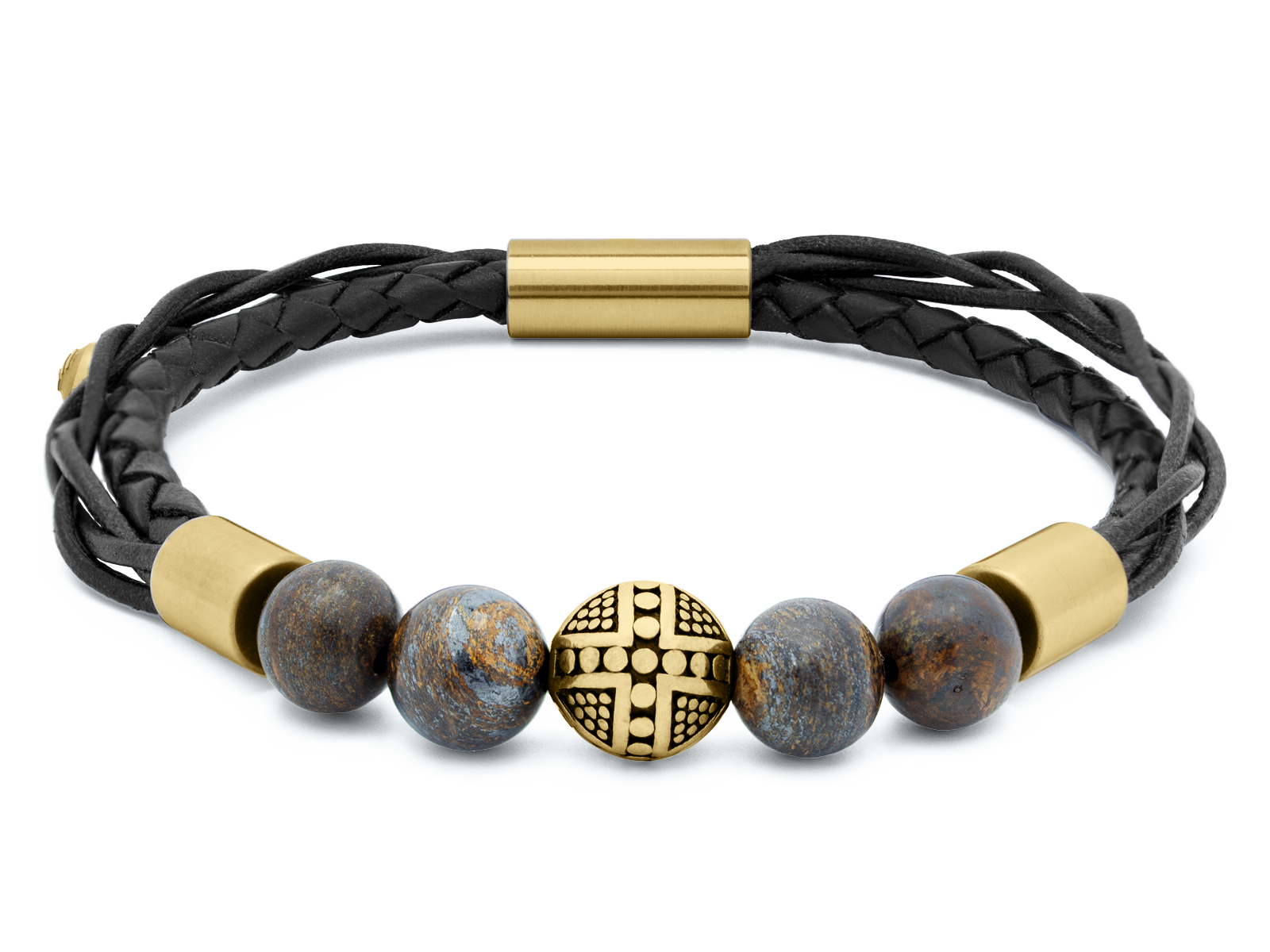 Herrenarmband TERRA • Leder Schwarz | Bronzit