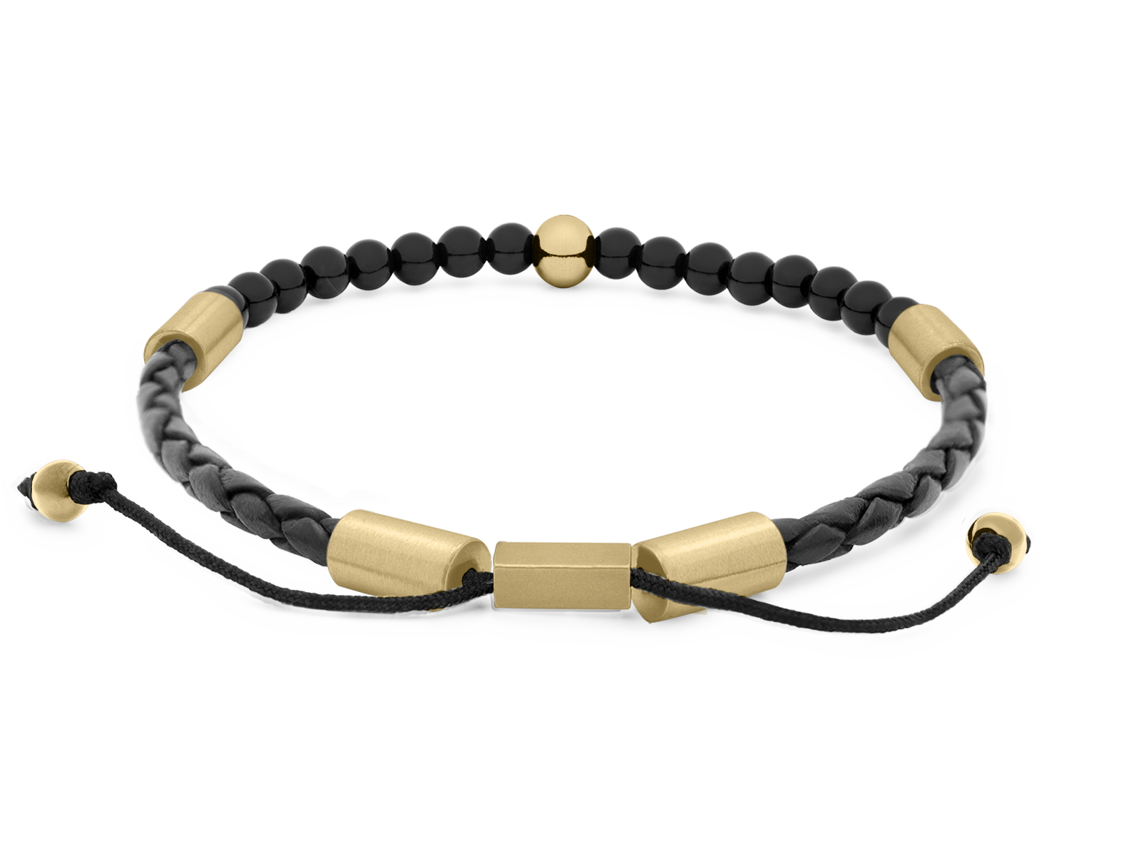 Herrenarmband TERRA Slim - GelbGold • Onyx