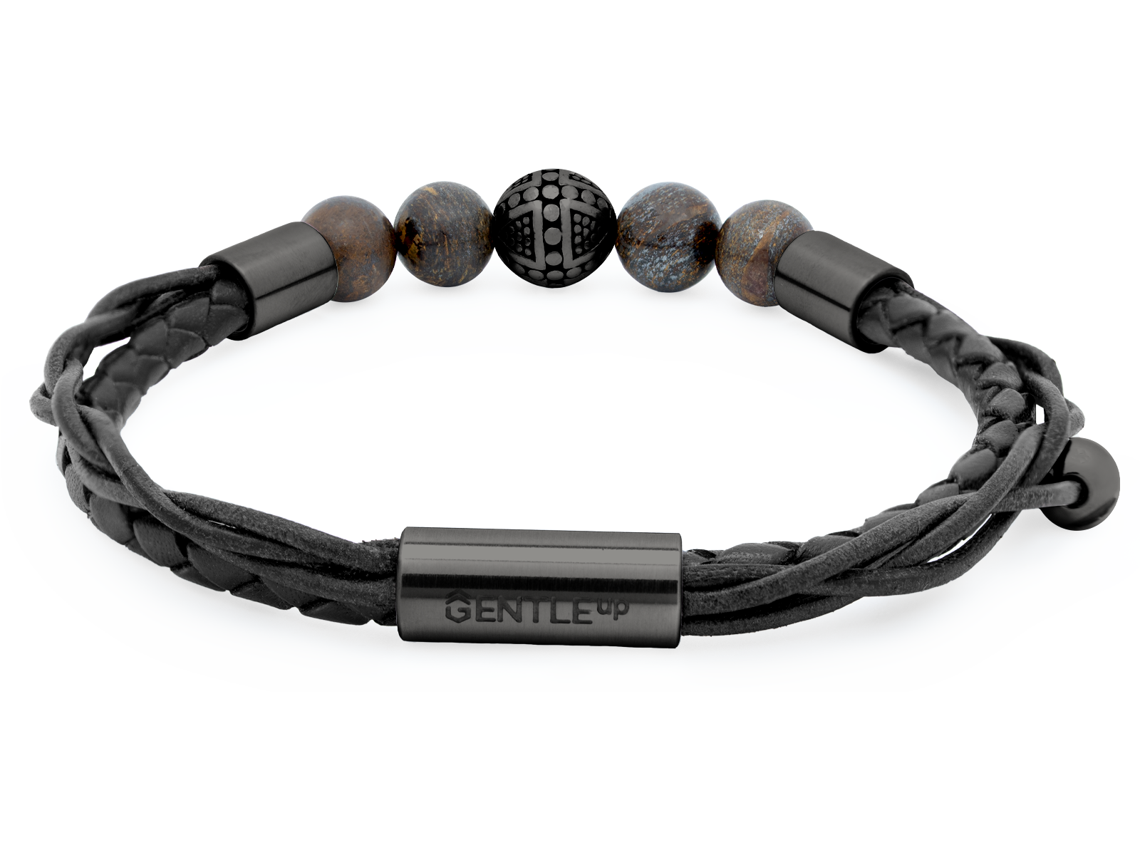 Herrenarmband TERRA GunMetal • Leder Schwarz | Bronzit