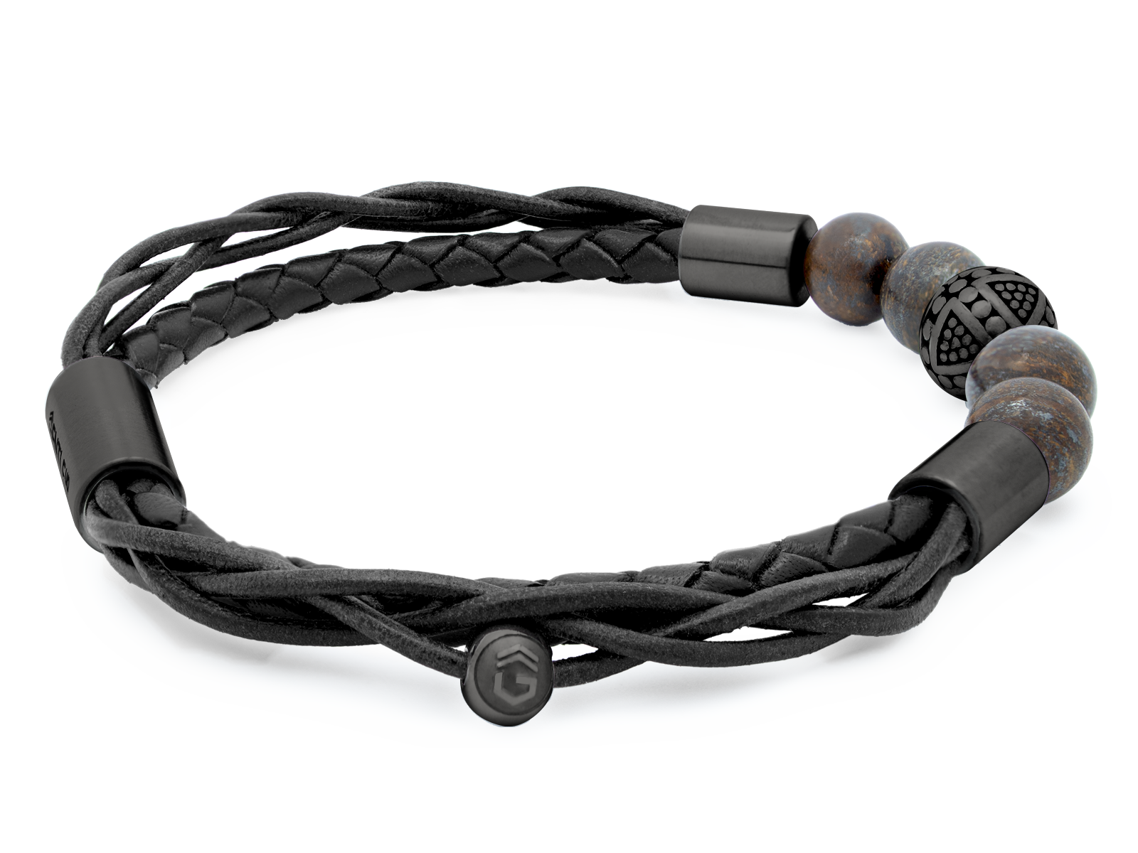 Herrenarmband TERRA II • Leder Schwarz | Bronzit