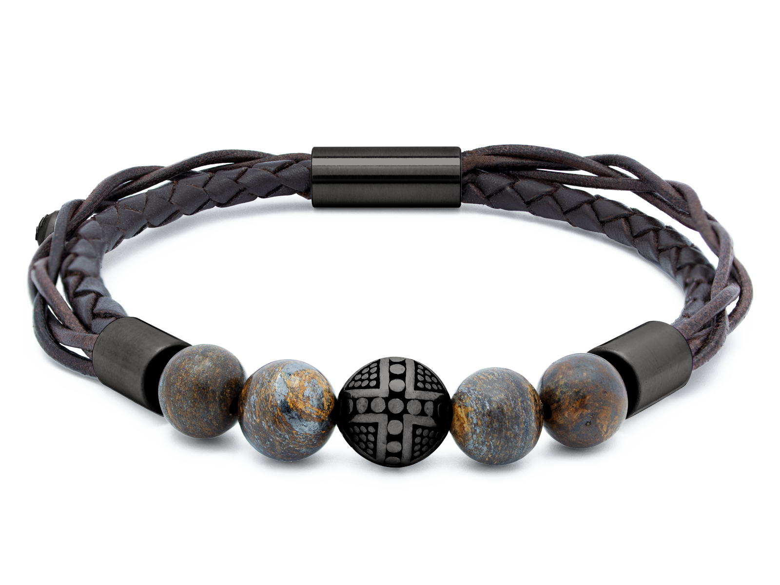 Herrenarmband TERRA GunMetal • Leder Dunkelbraun | Bronzit