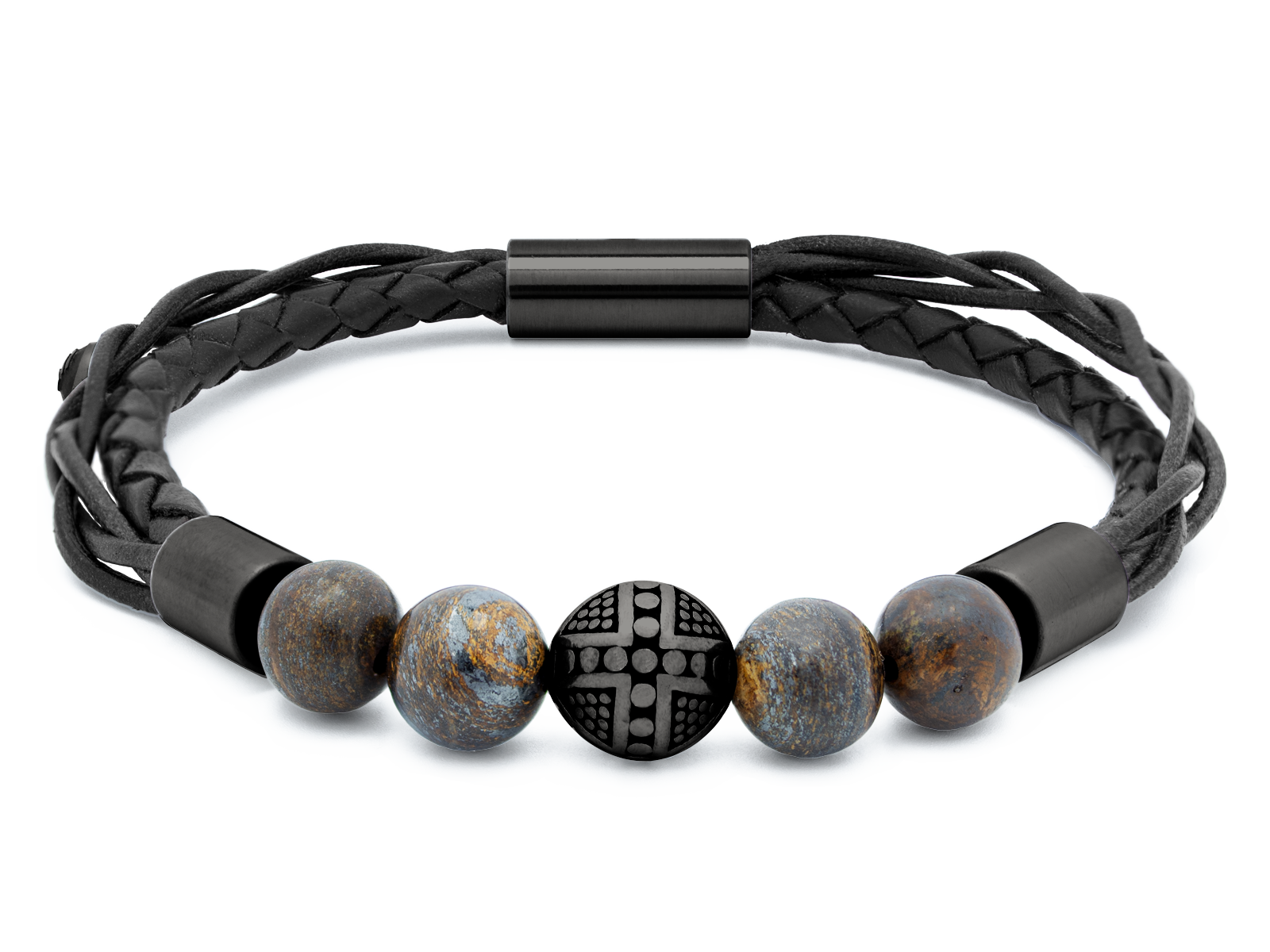 Herrenarmband TERRA II • Leder Schwarz | Bronzit