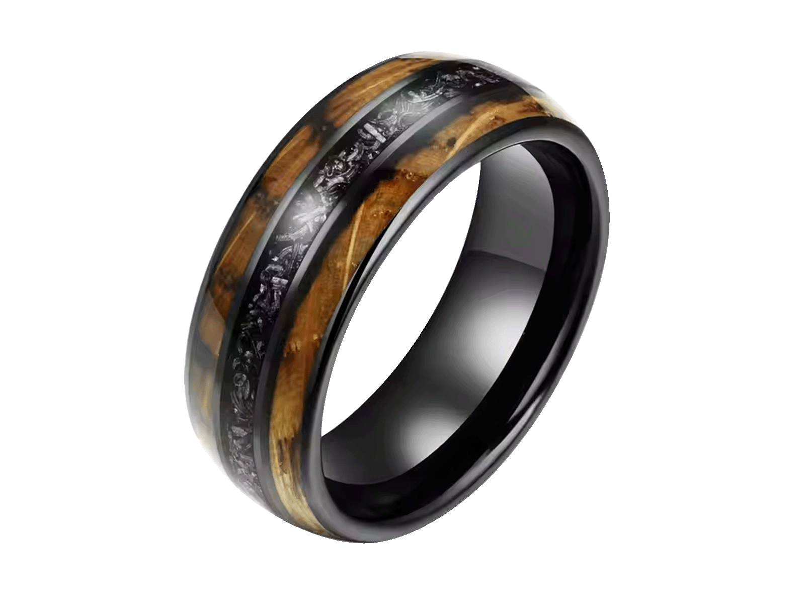 Ring Herren Titan  Holz Meteorit schwarz braun viele Größen Gravur