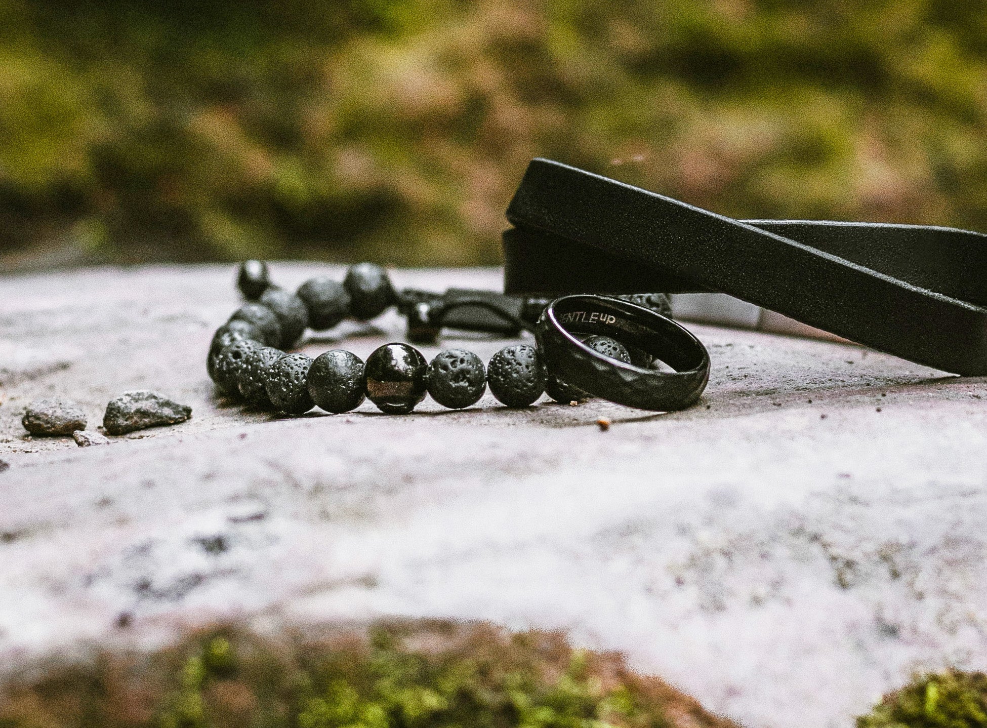 Herrenring gehämmert Schwarz