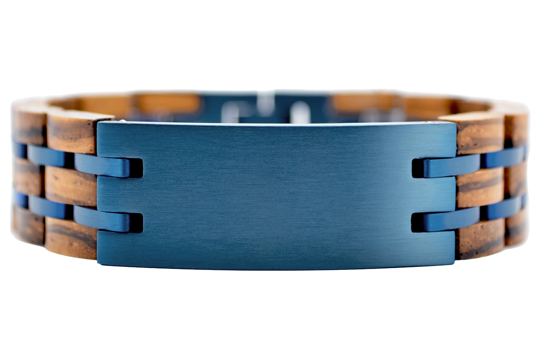 Holzarmband SPORTY breit II • Zebrano | Blau
