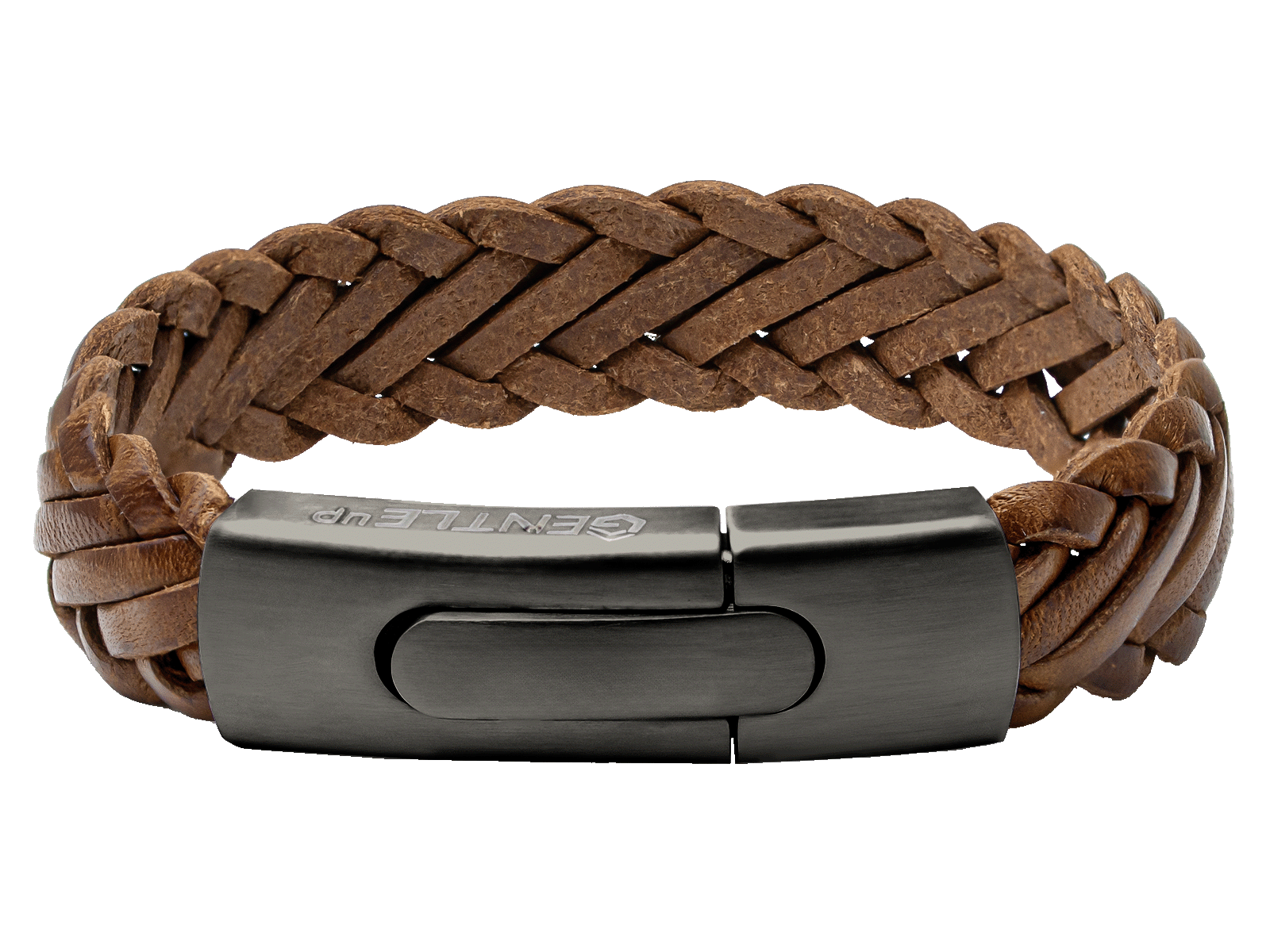 Herrenarmband Leder geflochten breit hellbraun Cognac grau Gravurarmband