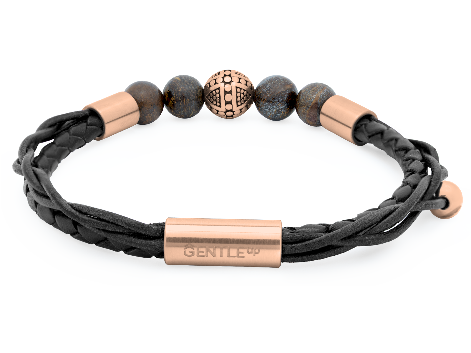 Herrenarmband TERRA RoséGold • Leder Schwarz | Bronzit