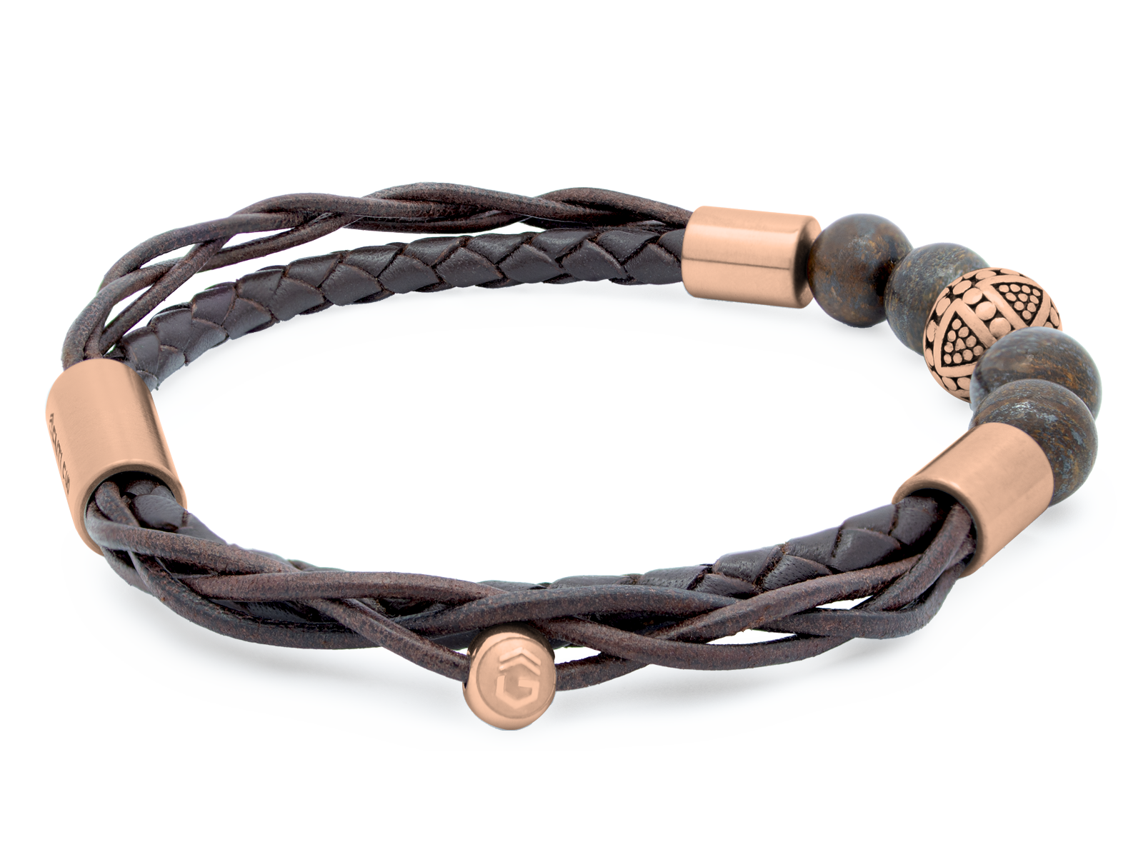 Herrenarmband TERRA RoséGold • Leder Dunkelbraun | Bronzit