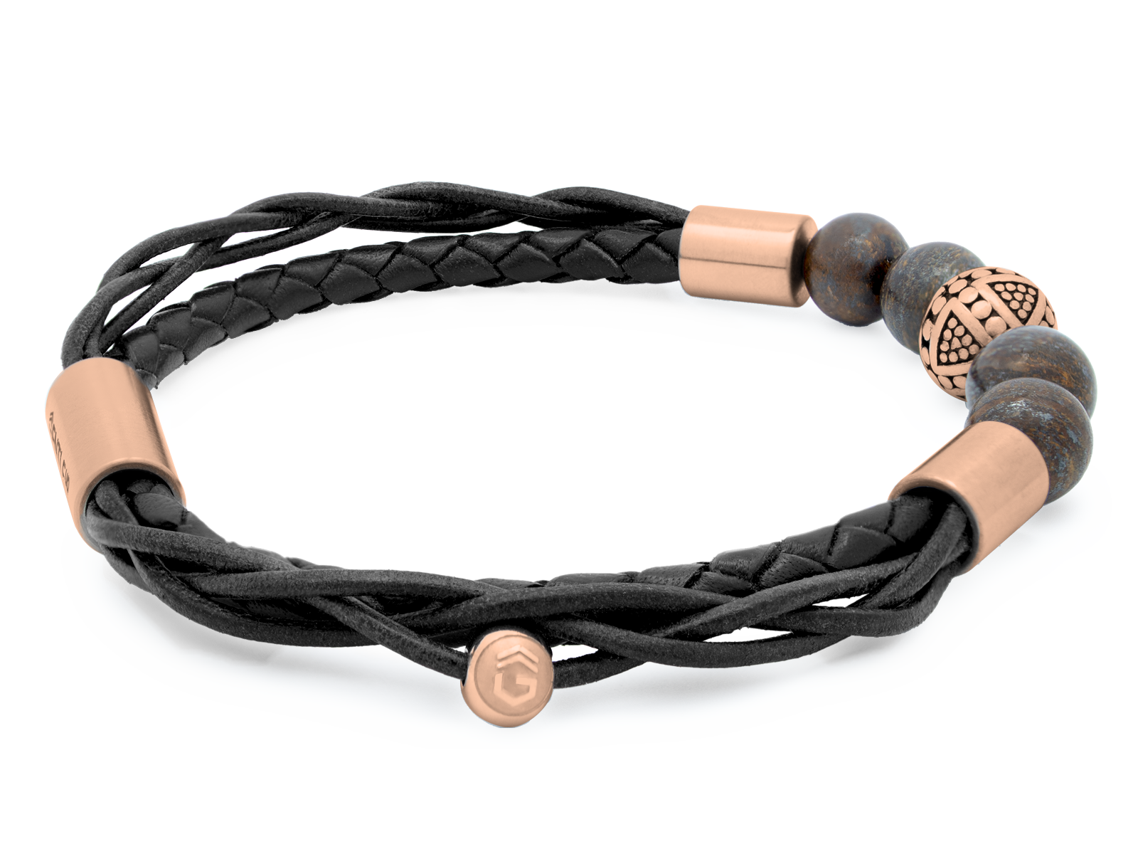 Herrenarmband TERRA RoséGold • Leder Schwarz | Bronzit