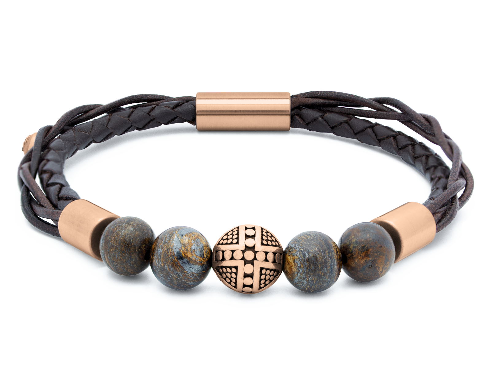 Herrenarmband TERRA RoséGold • Leder Dunkelbraun | Bronzit