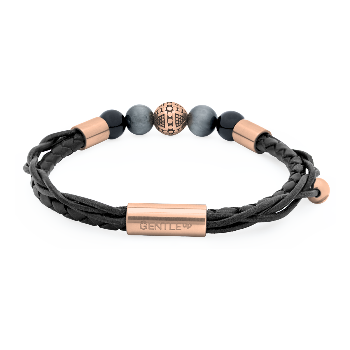 Herrenarmband TERRA • Leder Schwarz | Onyx-Adlerauge