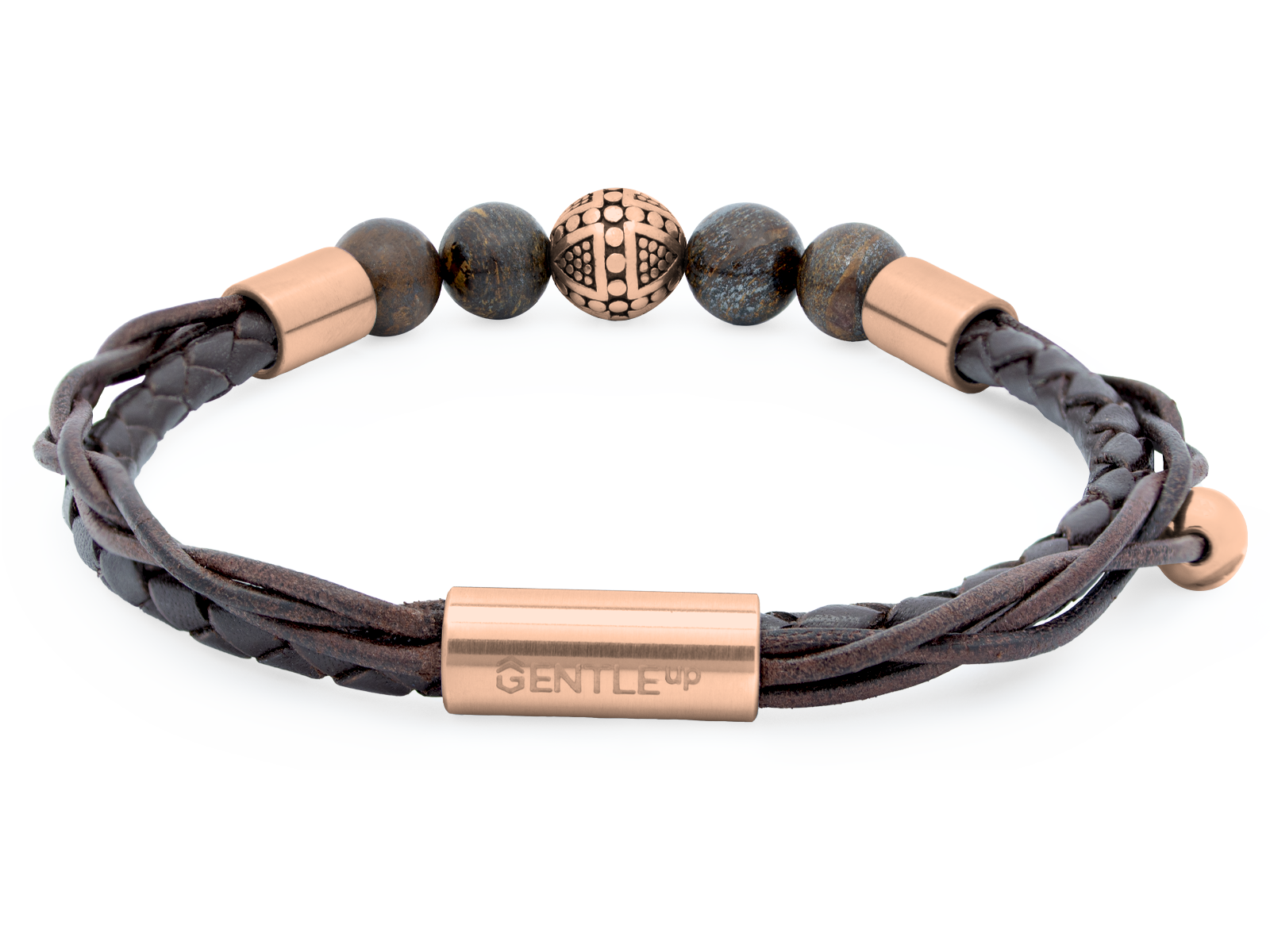 Herrenarmband TERRA RoséGold • Leder Dunkelbraun | Bronzit