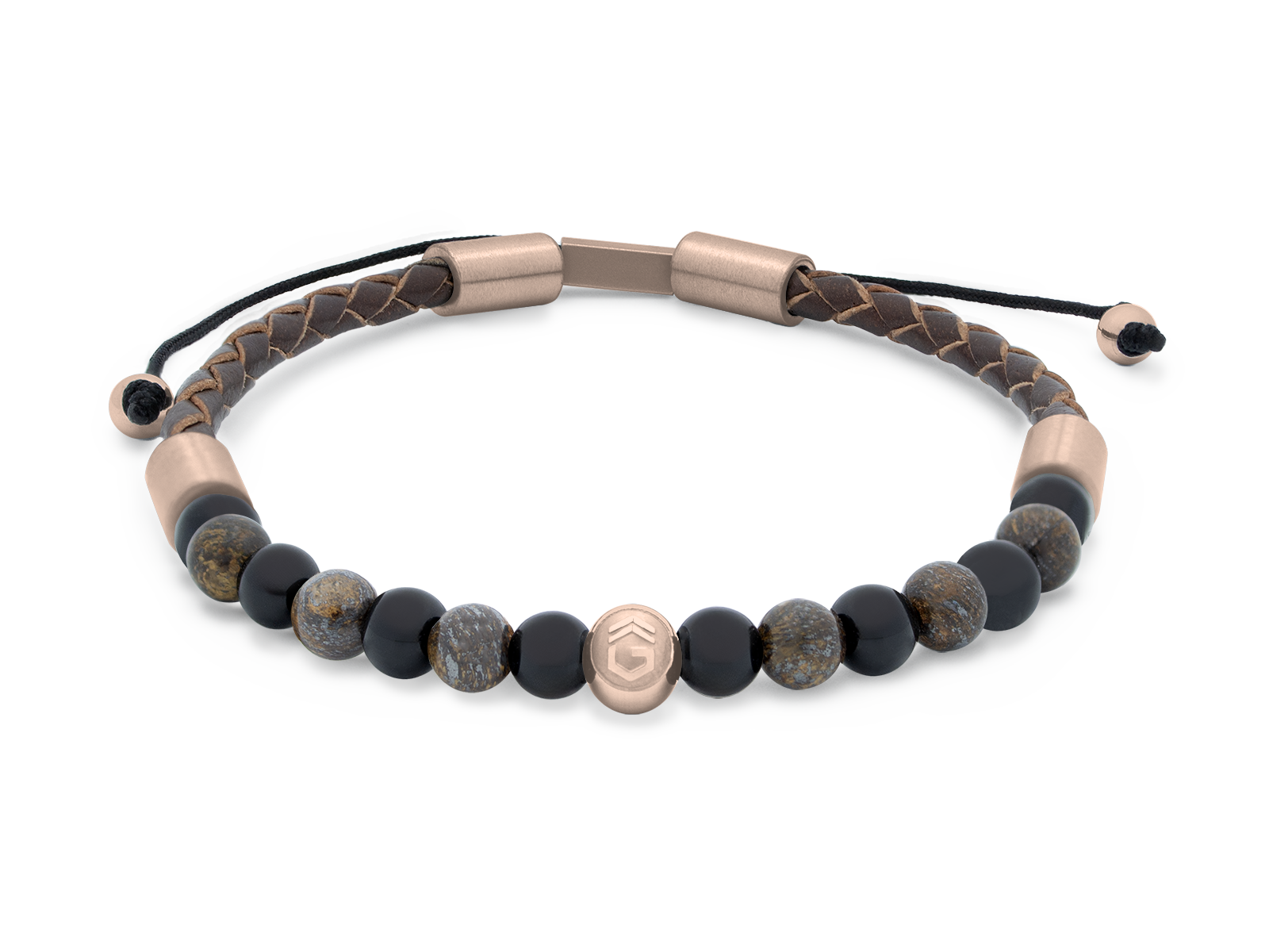 Herrenarmband TERRA Slim - Silber • Bronzit | Onyx