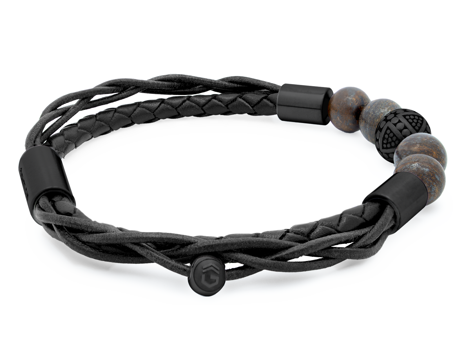 Herrenarmband TERRA Schwarz • Leder Schwarz | Bronzit