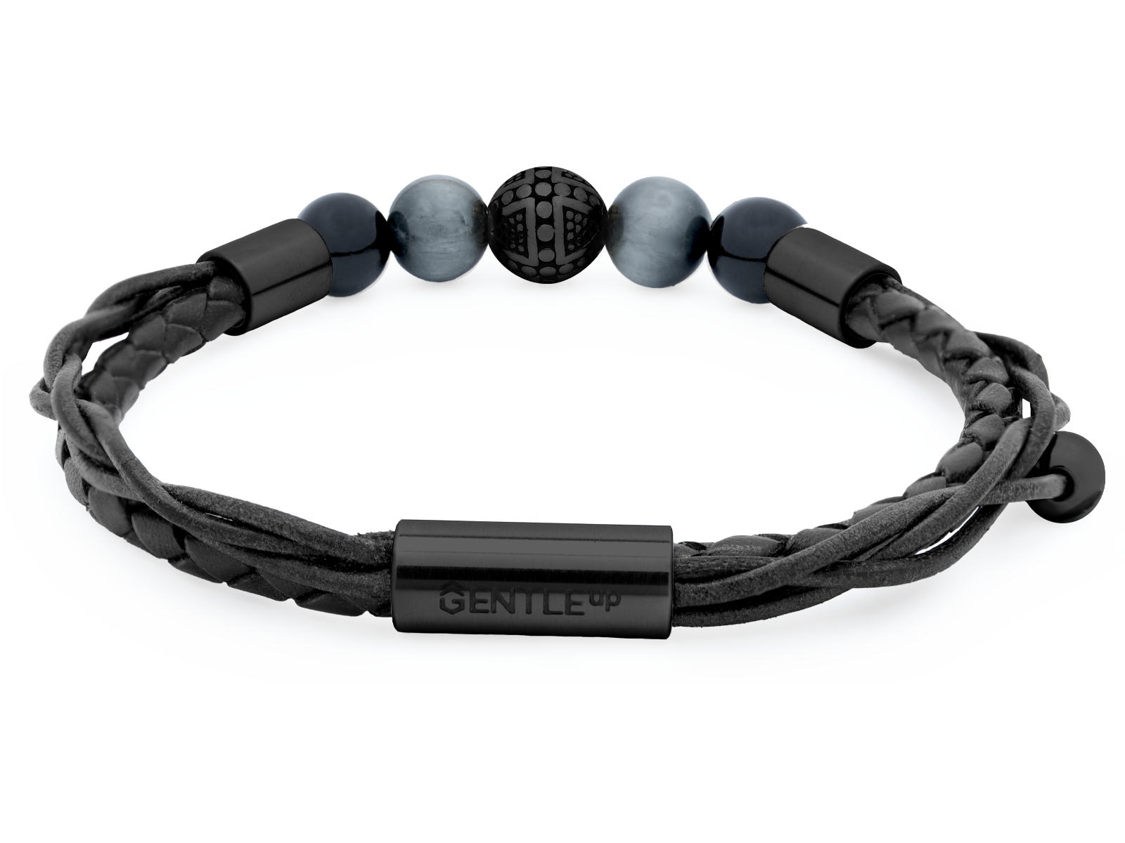 Herrenarmband TERRA Schwarz • Leder Schwarz | Onyx-Adlerauge