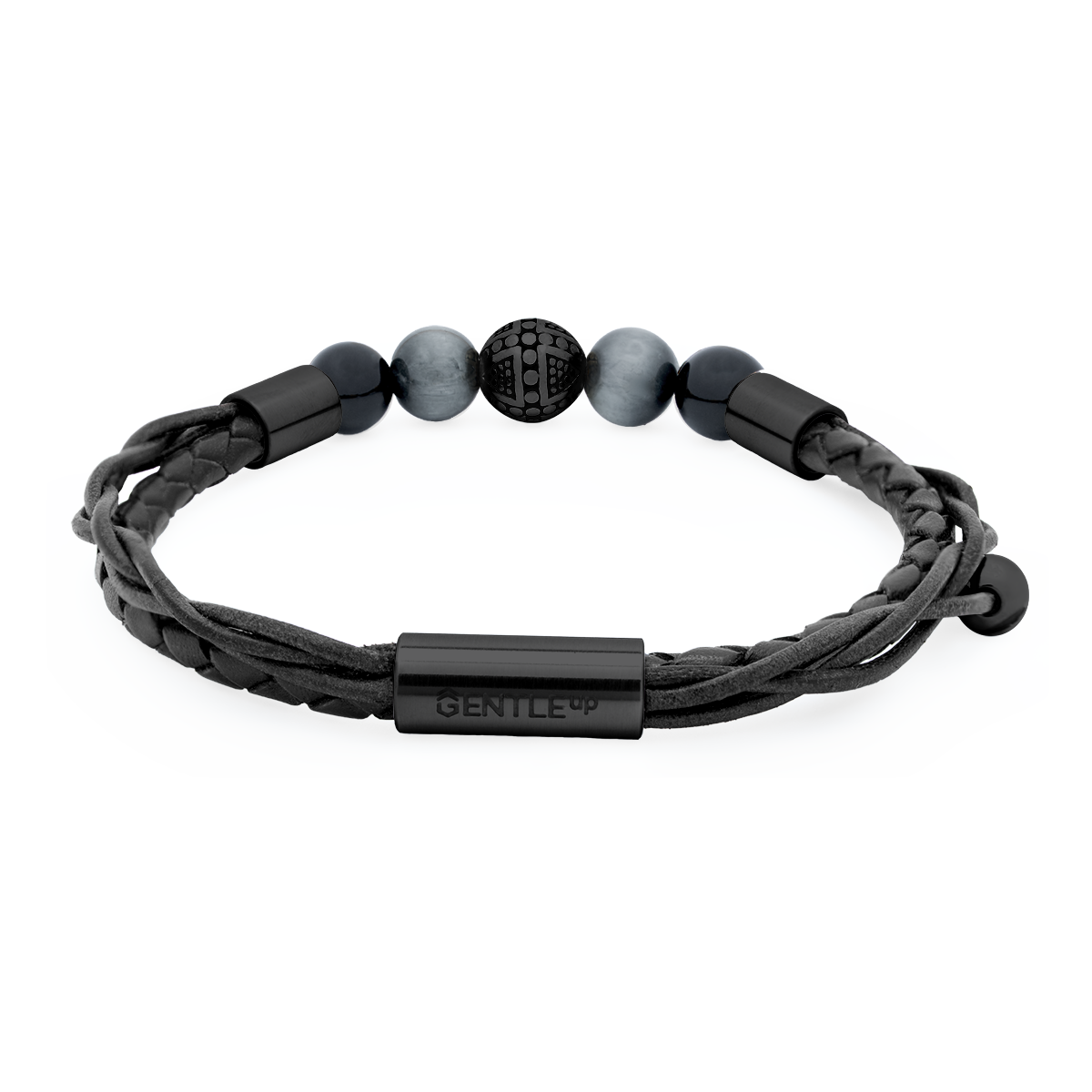 Herrenarmband TERRA • Leder Schwarz | Onyx-Adlerauge