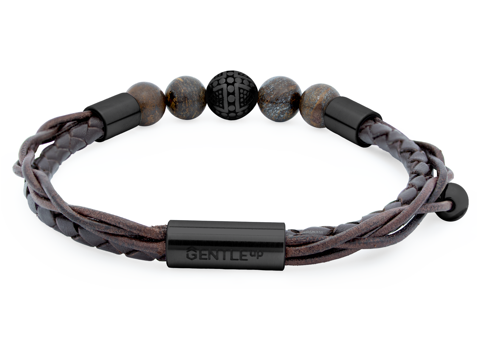 Herrenarmband TERRA Schwarz • Leder Dunkelbraun | Bronzit