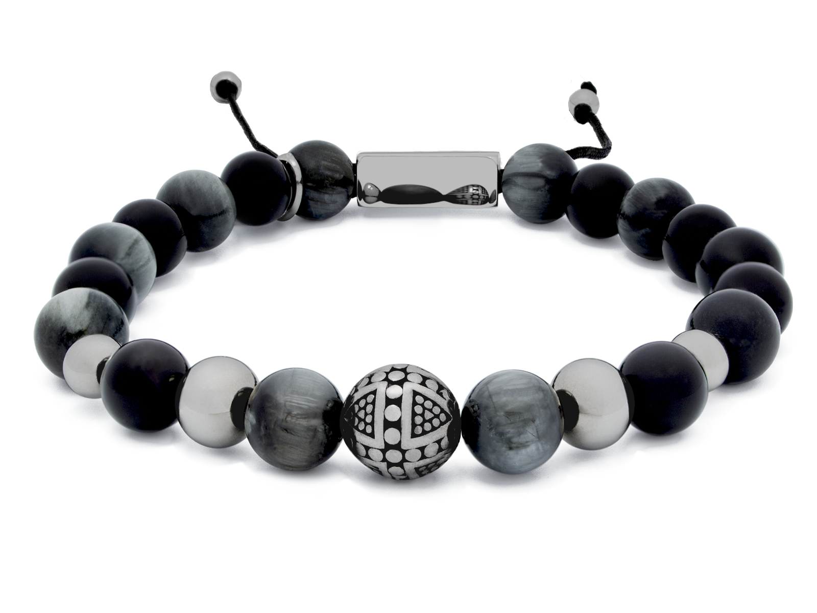 Herrenarmband TERRA Silber • Onyx | Adlerauge