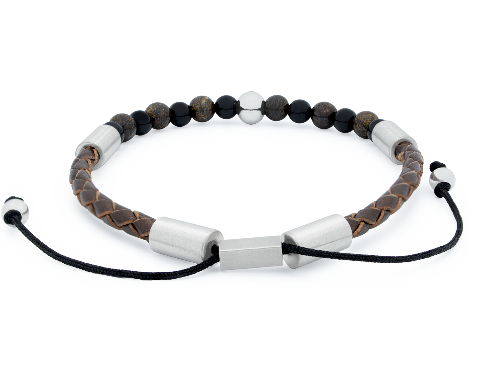 Herrenarmband TERRA Slim - Silber • Bronzit | Onyx