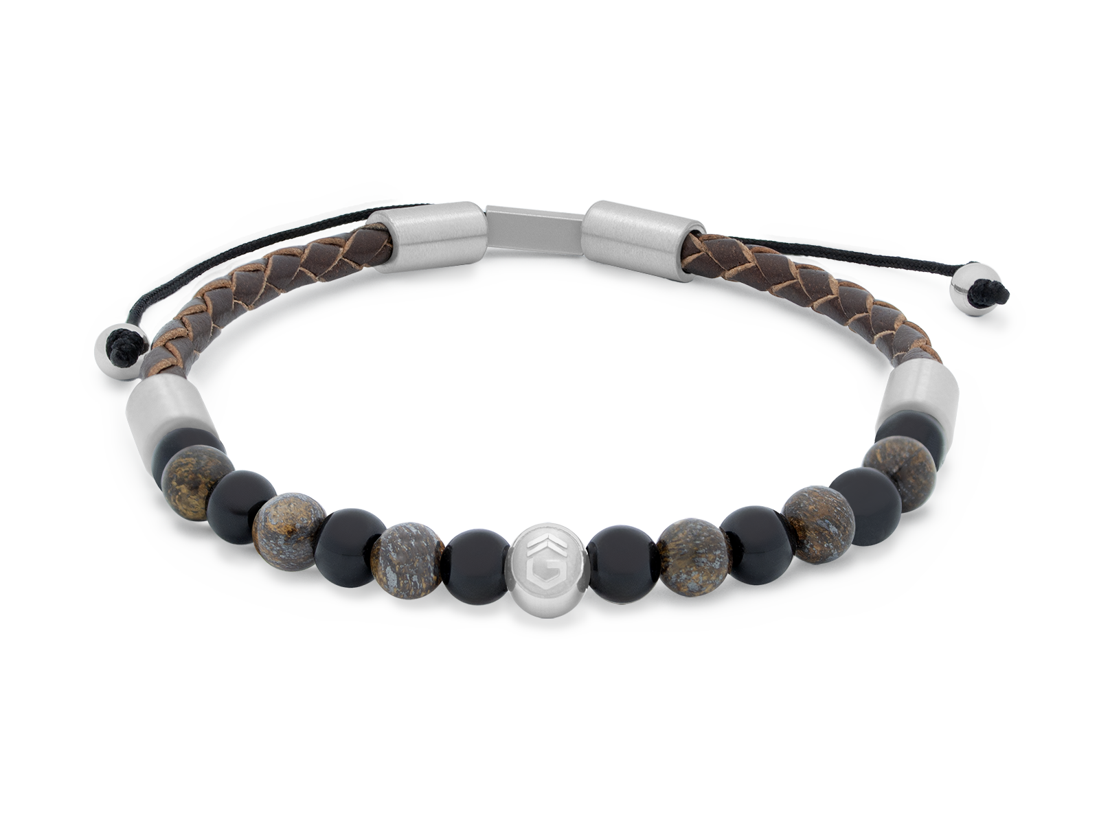 Herrenarmband TERRA Slim - Silber • Bronzit | Onyx