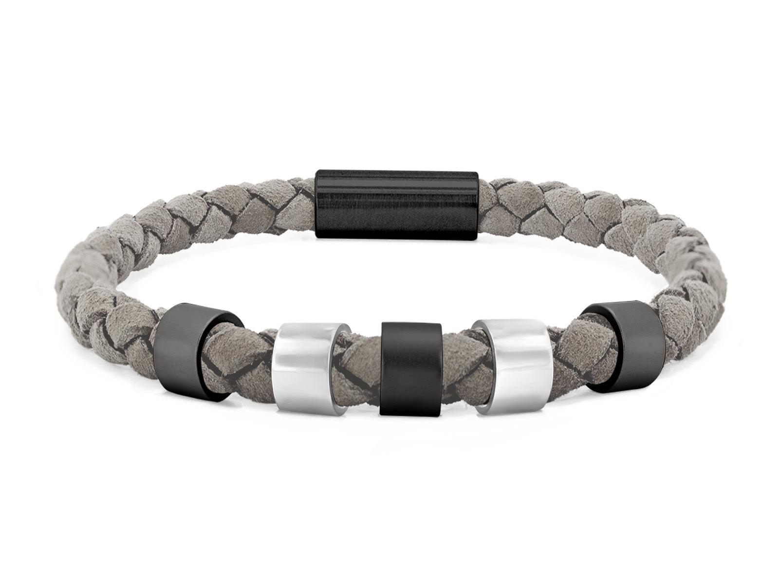 Herrenarmband VELOURS geflochten • Grau