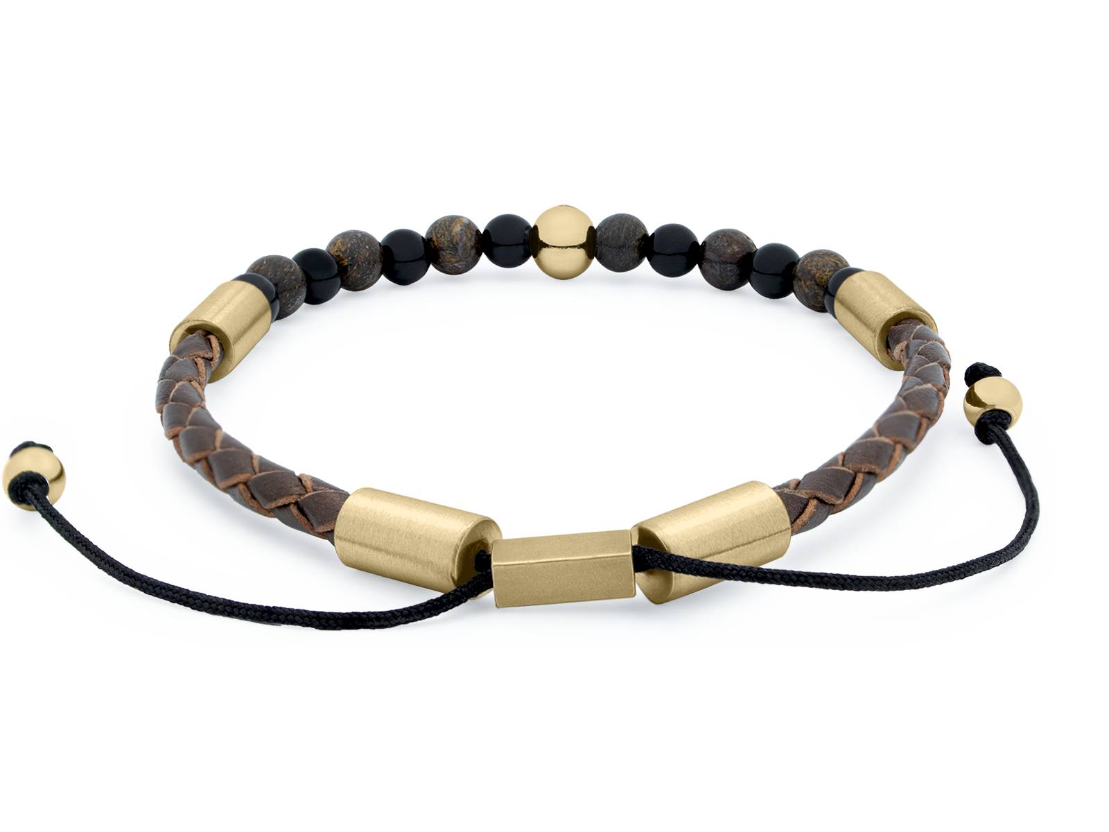 Herrenarmband TERRA Slim - GelbGold • Bronzit | Onyx