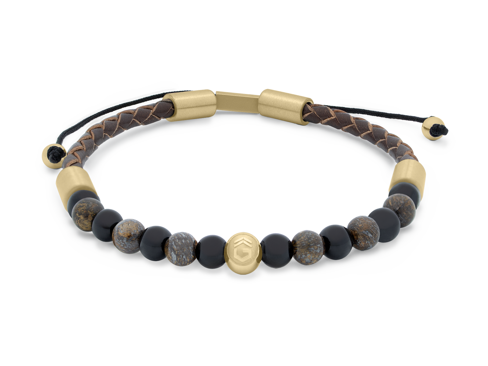 Herrenarmband TERRA Slim - GelbGold • Bronzit | Onyx